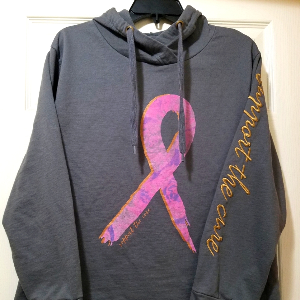 Breast Cancer support the cause grey and pink sweatshirt
